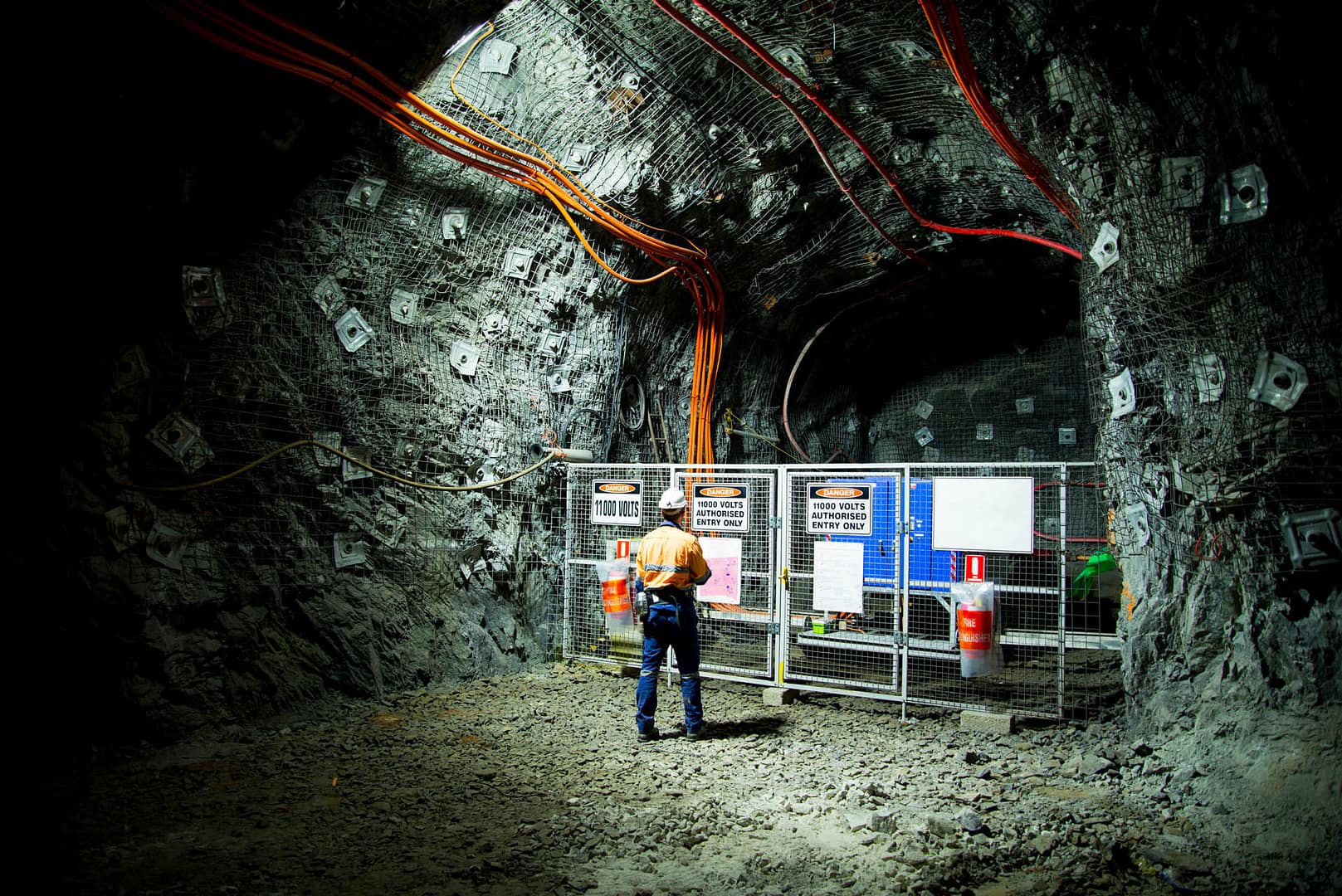 Electrician in Underground Mine Tunnel