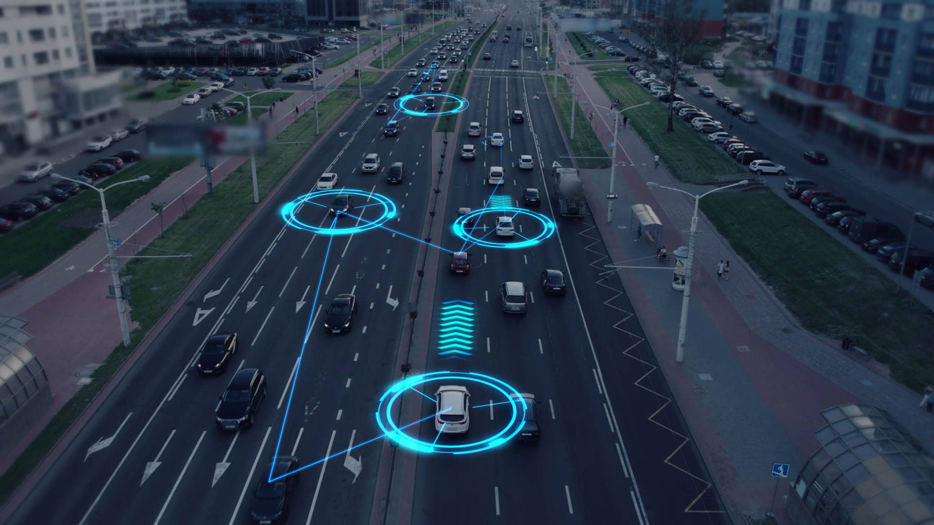 Visualization of the interaction of self-driving autonomous vehi